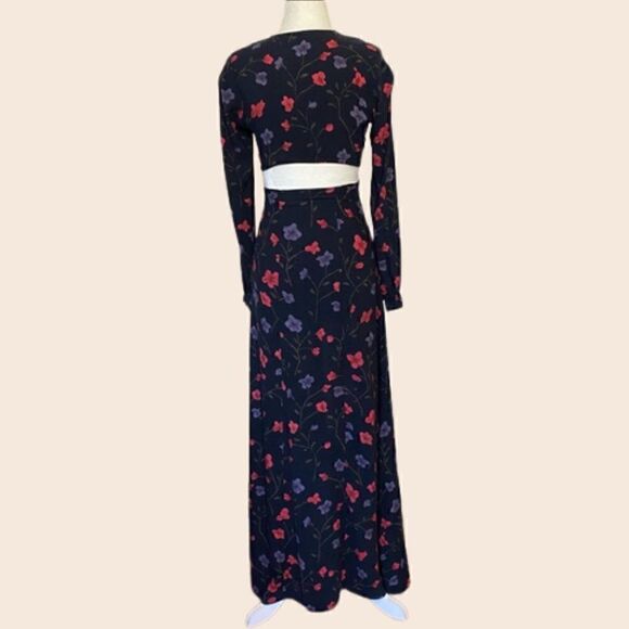 Reformed by REFORMATION X URBAN OUTFITTERS Navy Maxi CutOut Floral Dress Size XS - Picture 7 of 16